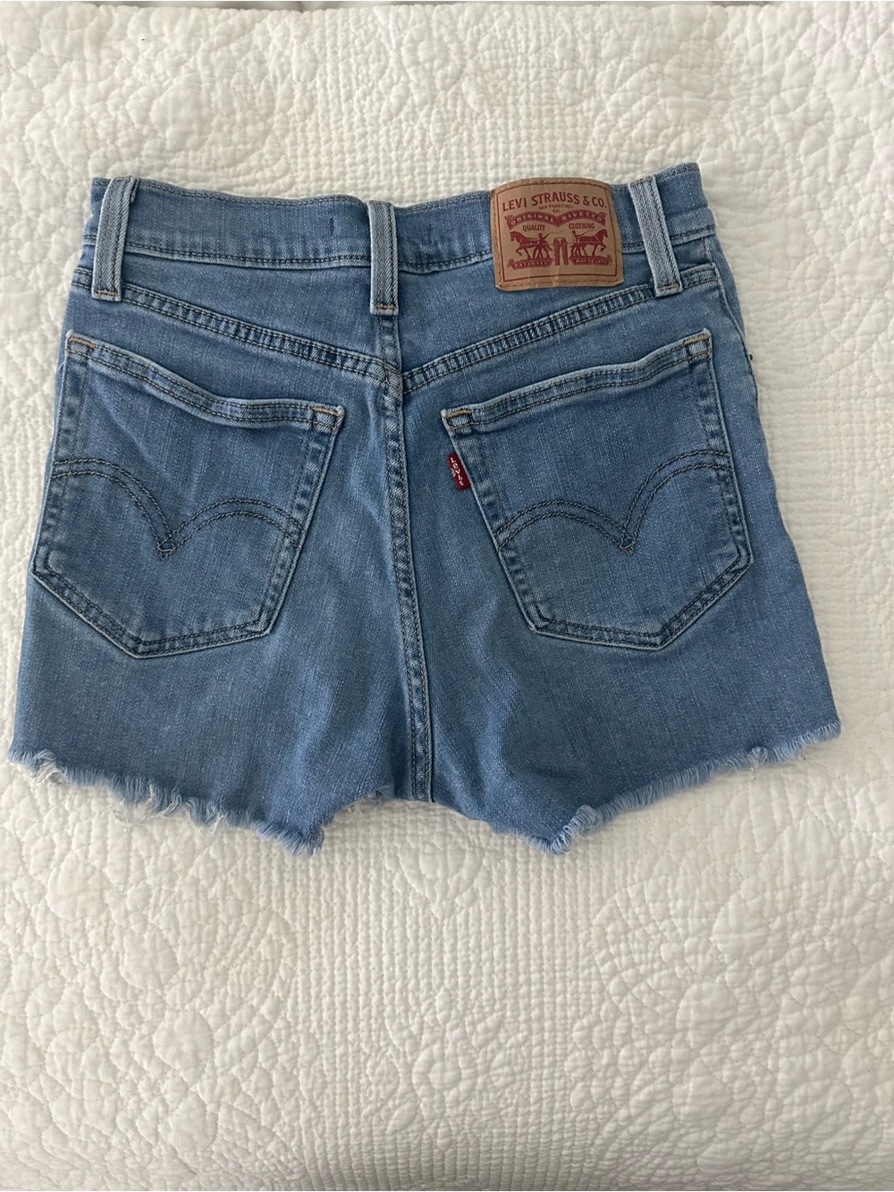 Levi's Blue Denim Frayed Hem Women's Shorts